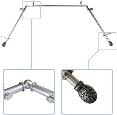 "InStyleDesign Laurel 13/16"" Bay curtain rod 20""-36"", 38""-72"""