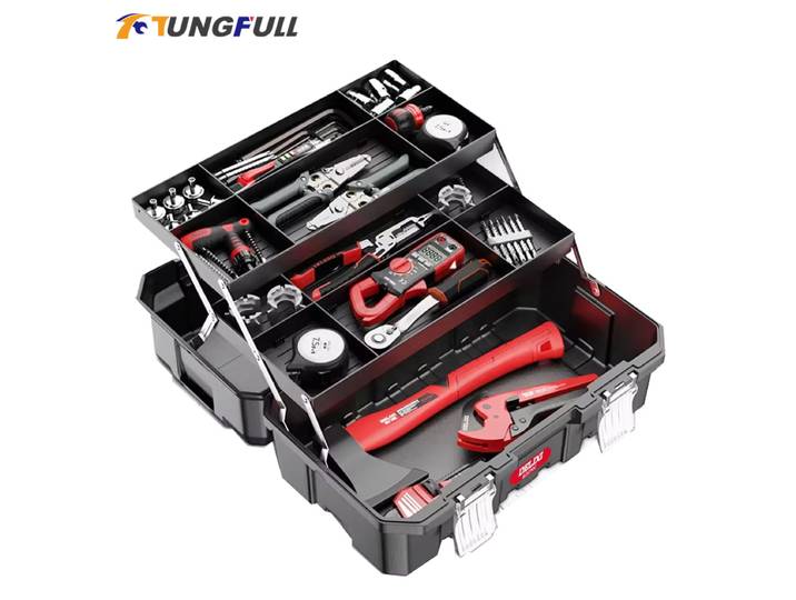 Boîte à outils de qualité industrielle, boîte d'art oller multifonctionnelle, pliante multicouche pour électricien, évaluation du stockage