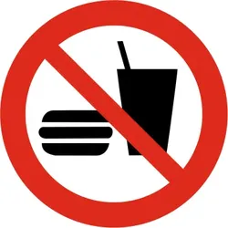 CombiCraft Aluminium Türschild 'Essen und Trinken Verboten' mit ISO 7010 Piktogramm P022 - 75mm Durchmesser mit 3M-Tape