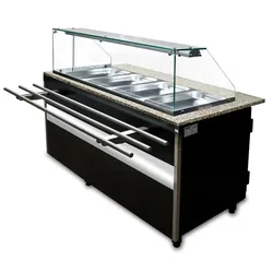 GGG Gastro Heiße Theke Bain Marie Warmvitrine Buffetvitrine 5x 1/1 GN, 1x 2/4 GN 2000x800x1250 mm