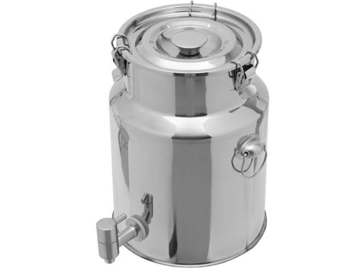 edelstahl kanister 28l mit hahn olivenöl milk can with lid edelstahl-milchkanne mit deckel transportkanne mit spannverschluss und gummidichtung,capacity-28Liters