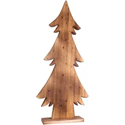 LED Stehlampe Weihnachtsbaum Holz Pinie Außen Weihnachtsdeko IP44 Innen Holzdeko X-Mas, Timer, Batteriebetrieben, warmweiß, BxH 40x90 cm