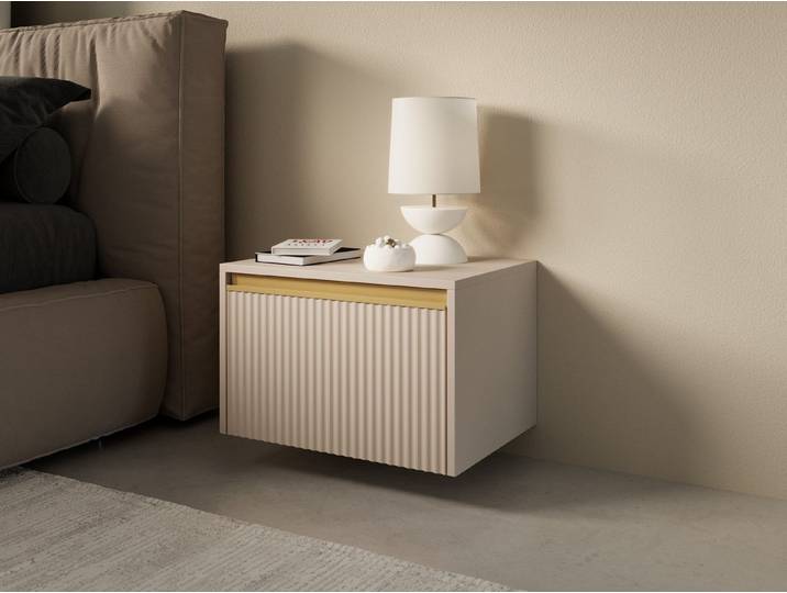 MOEBLO Nachttisch Delu S-54 (Stilvolle Eleganz, hängend oder stehend, Nachttisch Nachtkommode Nachtschrank Nachtkonsole Beistelltisch Schlafzimmer, hängend oder stehend), -(BxHxT):54x42x39 cm