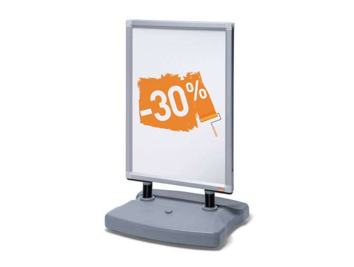 Nobo Panneau de signalisation porte affiche A1 à base lestée sur roulette - Double face - Impression Pro