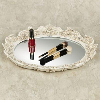 Touch of Class Victoria Rose Mirrored Vanity Tray Antique Ivory , Antique Ivory