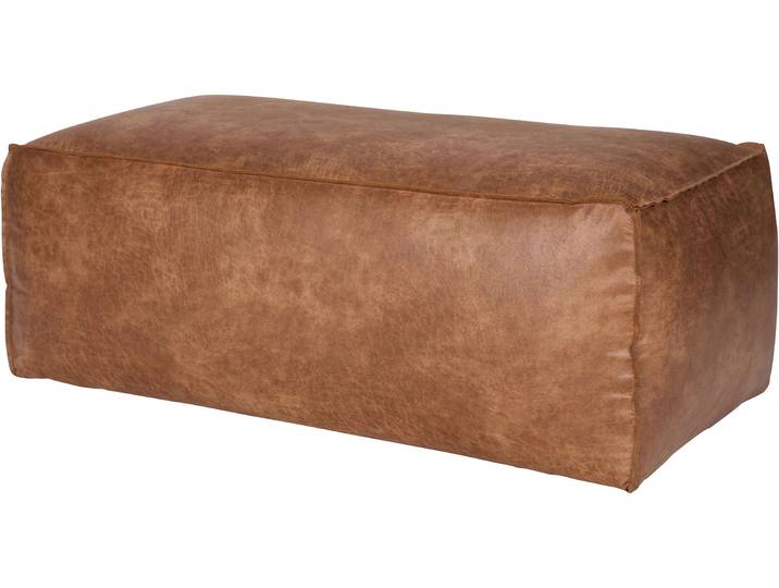 Hocker WOOOD Rodeo mit Recycling-Kunstleder, B 120 x T 60 x H 43 cm , braun (cognac), B:120cm H:43cm T:60cm, Hocker, Hocker, Aus echten Lederresten, pflegeleicht, kombinierbar in der Rodeo-Serie