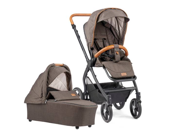 Gesslein Kombikinderwagen FX4 Style Set, Dunkelbraun, 57x129x100 cm, EN 1888, UV 50+, Feststellbremse, Federung, 5-Punkte-Gurt, für Babyschale geeignet, Griff in Lederoptik, Sitz umsetzbar, abnehmbarer Schutzbügel,5-Punkt-Gurt, Gurtschoner, Schutzbügel abnehmbar, Sitz umsetzbar, Sportsitz mit verlängertem Verdeck,Matratze, zusammenklappbar, Baby on Tour, Kinderwagen, Kombikinderwagen