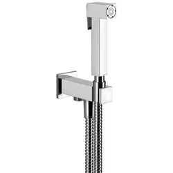 Gessi Rettangolo Hygienebrause Shut-Off, Wandanschlussbogen mit Brausehalter, 20023149, Farbe: Finox Optik