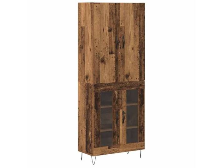 Highboard 2er Set aus Holzwerkstoff und Glas mit Metall-D-Griffen Holzwerkstoff-Konstruktion, D-Griff aus Metall, viel Stauraum, vielseitig einsetzbar