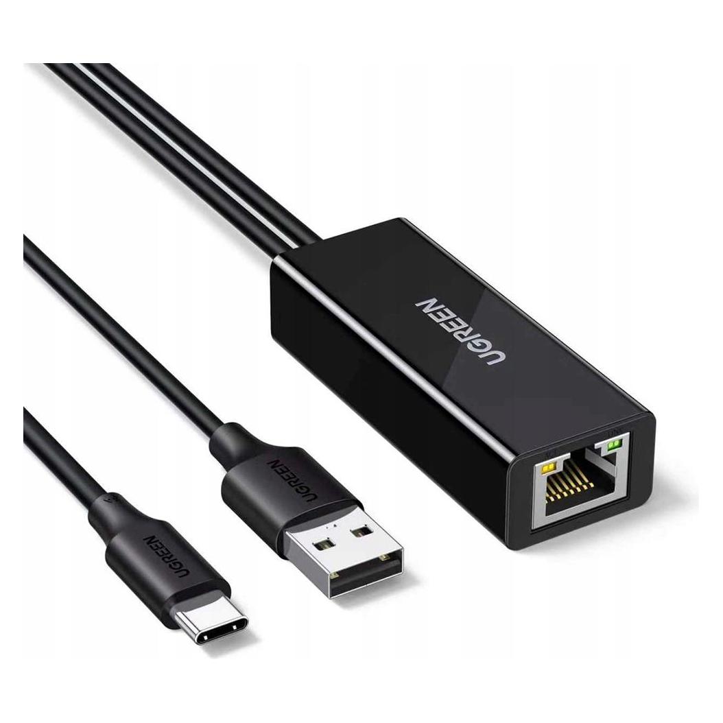 Ugreen Karta sieciowa Karta sieciowa USB-C do RJ45 10/100 Mb/s - czarna (USB-C) (75535)