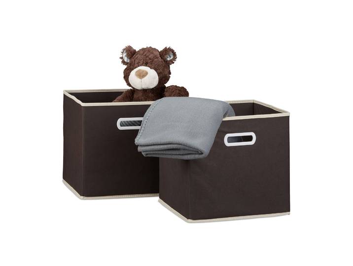 Faltbox 2er-Set Creme-Dunkelbraun