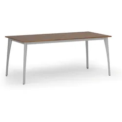 Konferenztisch PRIMO OMEGA, 180x90 cm, graues Metallgestell, Nussbaum