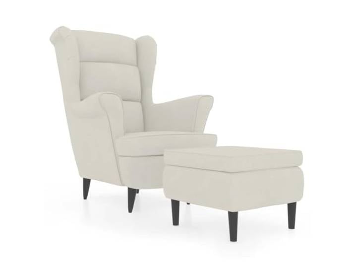 vidaXL Ohrensessel mit Hocker Creme Samt