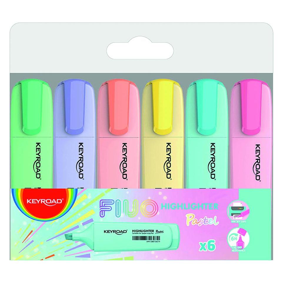 Keyroad Textmarker, pastell, 6 stück, box, farbmischung (6x) (43095181)