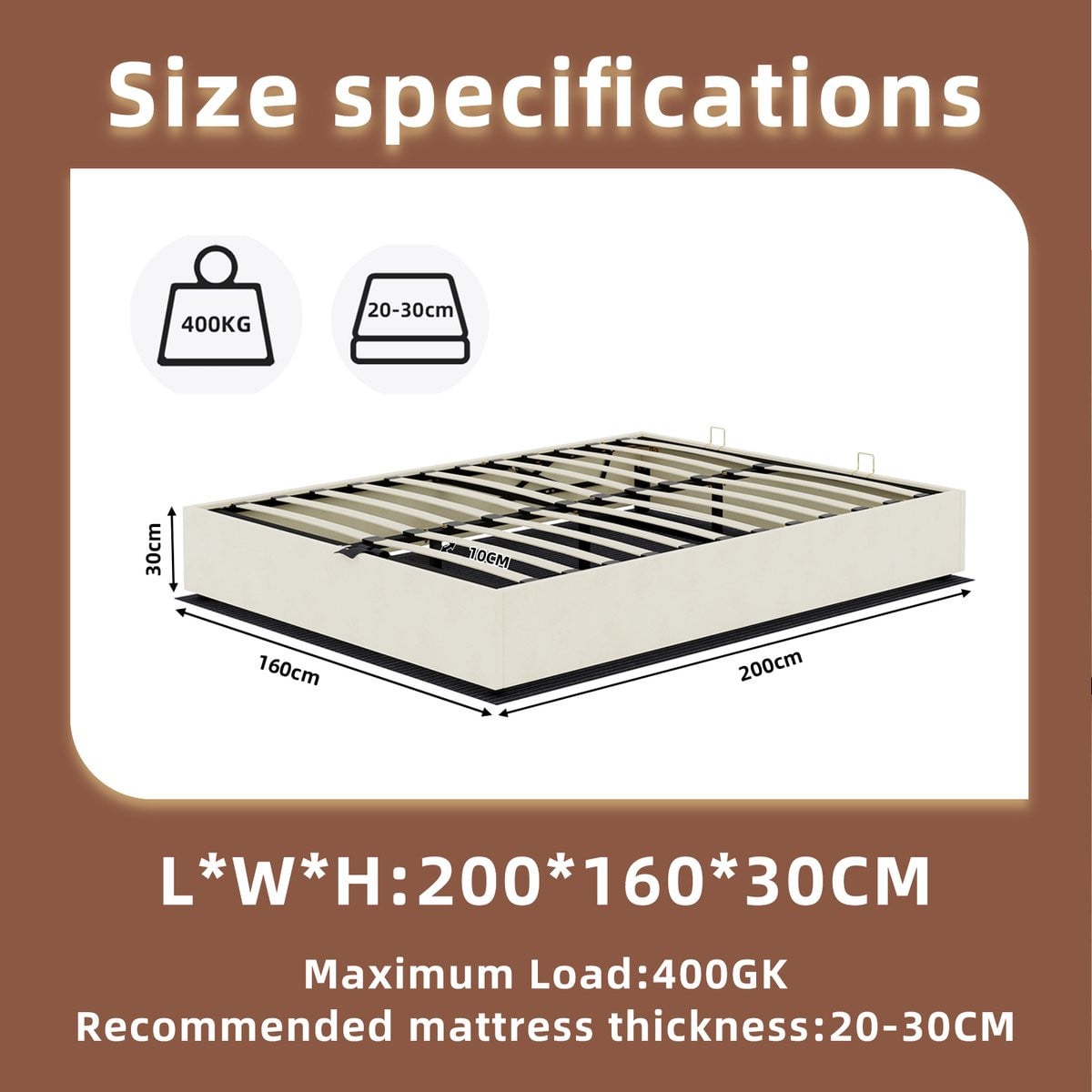 Aura Lumen Tweepersoonsbed met opbergruimte 160 x 200 cm
