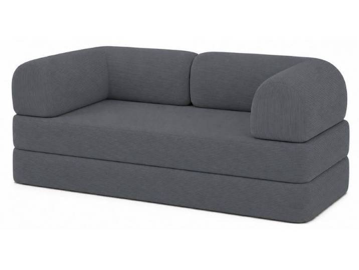 Canapé lit compressé modulable en velours côtelé BANANAIR 90x180 cm gris