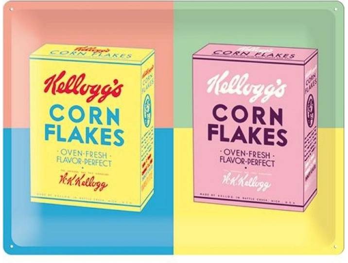 Kellogg's Corn Flakes Pop Art Reliëf Metalen Bord 30 x 40 cm
