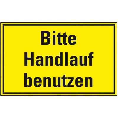 Aufkleber I Hinweisschild Bitte Handlauf benutzen, Folie, selbstklebend, 300x200mm