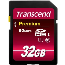 Transcend Premium 400x (32 GB, SDHC, U1, UHS-I), Speicherkarte, Schwarz
