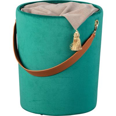 Hocker INTER LINK "Papua Stauraumhocker, Sitzhocker, Pouf, moderne Trendfarben", grün (blau), B:35cm H:45cm T:35cm, Samtvelours;100% Polyester, Hocker, Hocker, Mit Stauraum & abnehmbarem Deckel, 100% Polyester, BxTxH: 35x35x45 cm