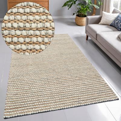 Wollteppich OTTO HOME "Leevy, Wolle und Jute, handgewebt, Handweb Teppiche", natur, B:160cm H:25mm L:230cm, Jute, Wolle, Teppiche, schöne Streifenoptik, Wohnzimmer, Schlafzimmer, Esszimmer