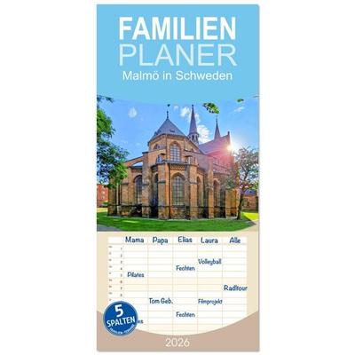 Familienplaner 2026 - Malmö in Schweden mit 5 Spalten (Wandkalender, 21 x 45 cm) CALVENDO