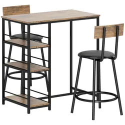 BARTISCH mit Barhocker Set, 3-tlg. Bartisch-Set mit Küchentisch, 2 Barstühlen