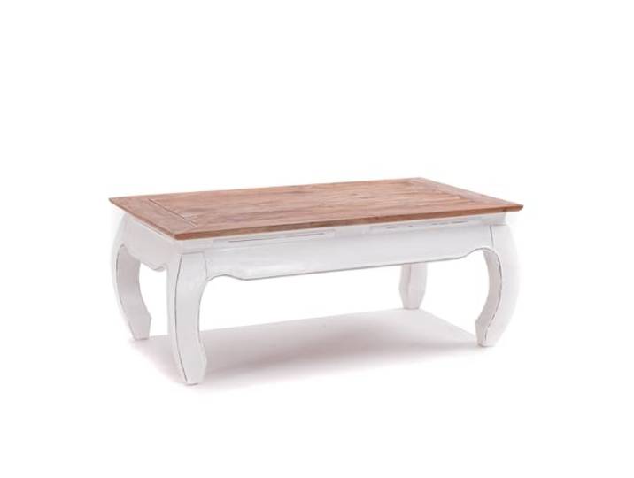 Design OPIUMTISCH East 100x60x41cm (BxTxH), Mahagoni Recyclingholz Beistelltisch, Couchtisch aus Vollholz Farbe: 06 weiß-Landhaus