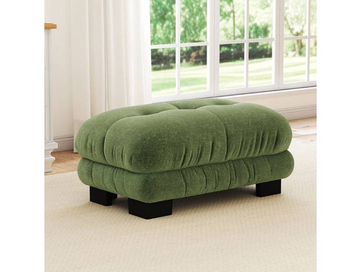 Grand pouf ottoman 112x68x52cm en chenille repose-pieds capitonné rembourré tabouret de salon et chambre - Vert