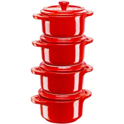 4 Staub Keramik-Cocottes - rot