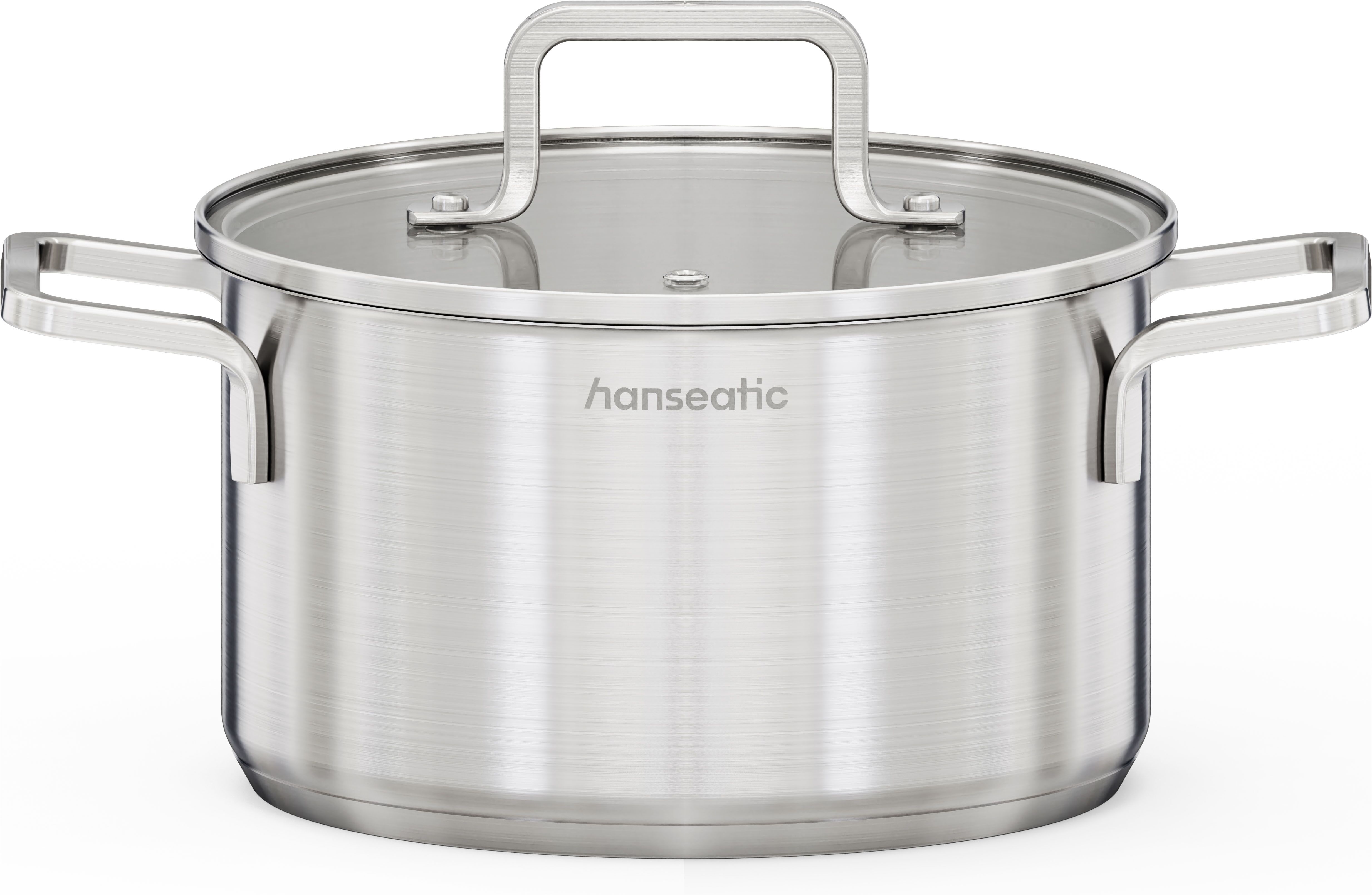 Topf-Set HANSEATIC "DAILY", silber (silberfarben), Töpfe, Topf-Set, handfreundliche Griffe, Literskala, Glasdeckel, Induktion silberfarben Einheitsgröße