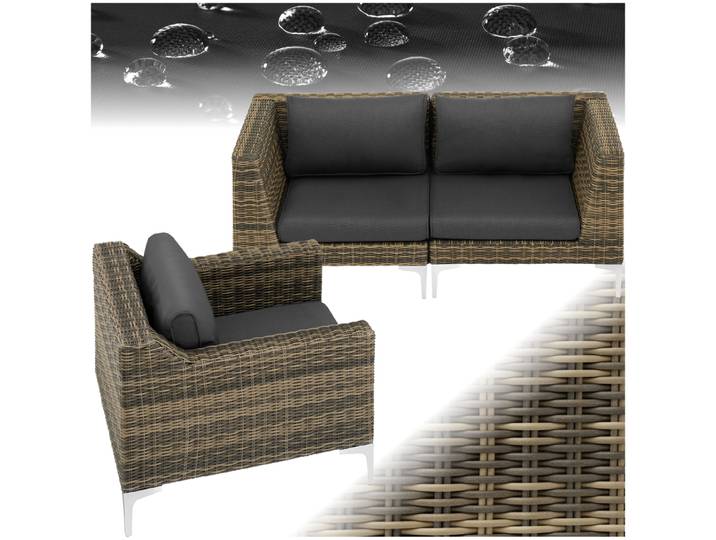 Ensemble modulaire en rotin Villanova Aluminium Set 1, 2 places - gris anthracite chiné