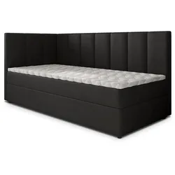 BOXBETT BEVE 90x200 cm mit Matratze und Topper, H2+H3 - Schwarz