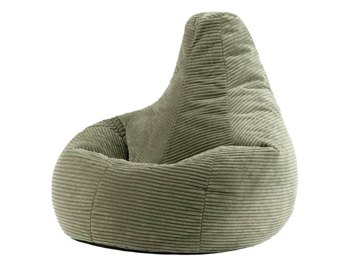Pouf poire à dossier haut velours côtelé vert sauge