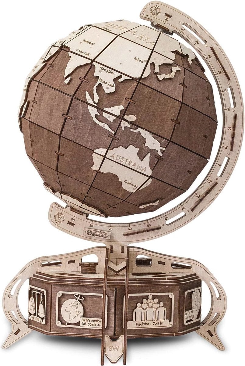 Educatieve 3D Houten Puzzel Globe voor Zelfmontage