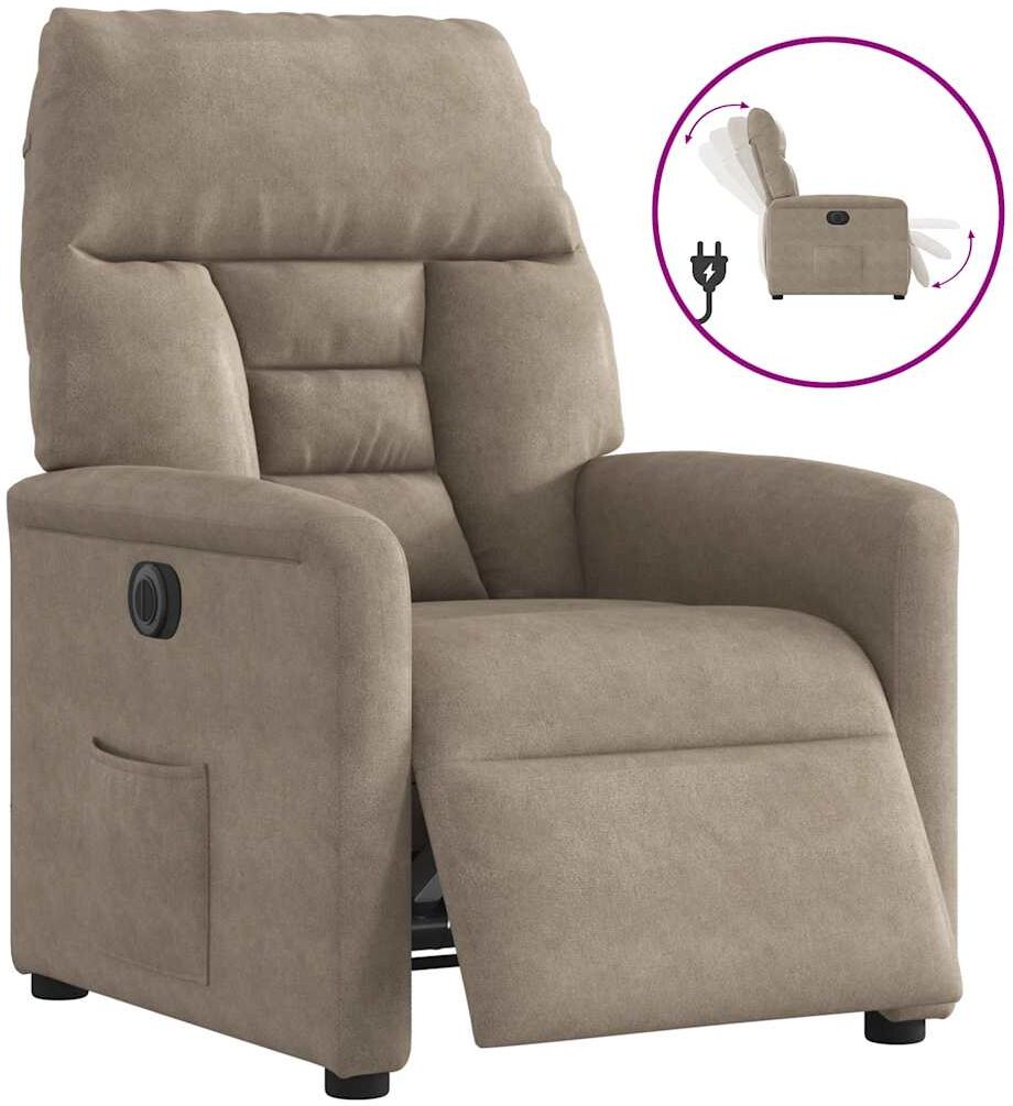 vidaXL Fauteuil inclinable électrique taupe tissu microfibre