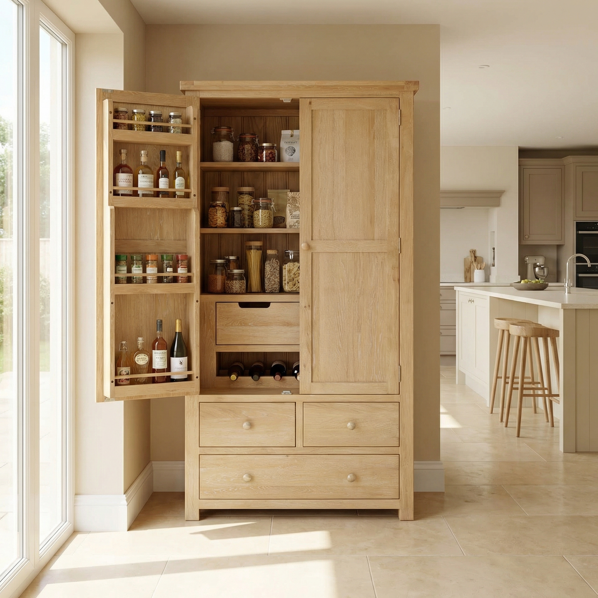 Burford Double Larder Unit in Natural Oak