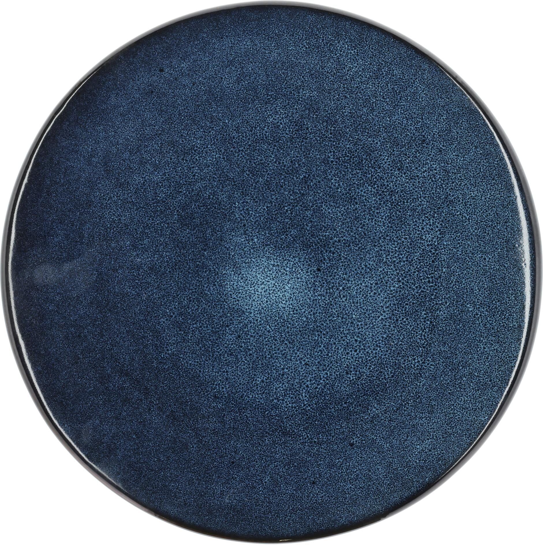 Tortenplatte BITZ, blau, H:5,5cm Ø:30cm, Steingut, Servierplatten, Tortenplatte blau Ø 30cm