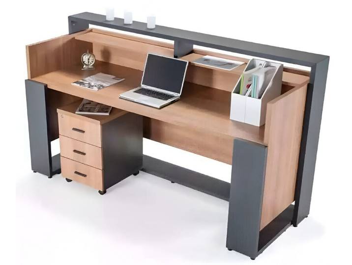 Xlmoebel Empfangstheke Designer Empfangstisch aus Holz in modernem Design (Rezeption + Kommode, Rezeption+Kommode), Hergestellt in Europa