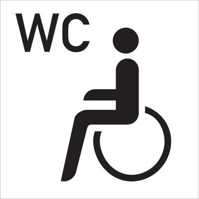 WC-Schild, WC + Piktogramm Barrierefrei - 300x300x2 mm Aluminium 2 mm