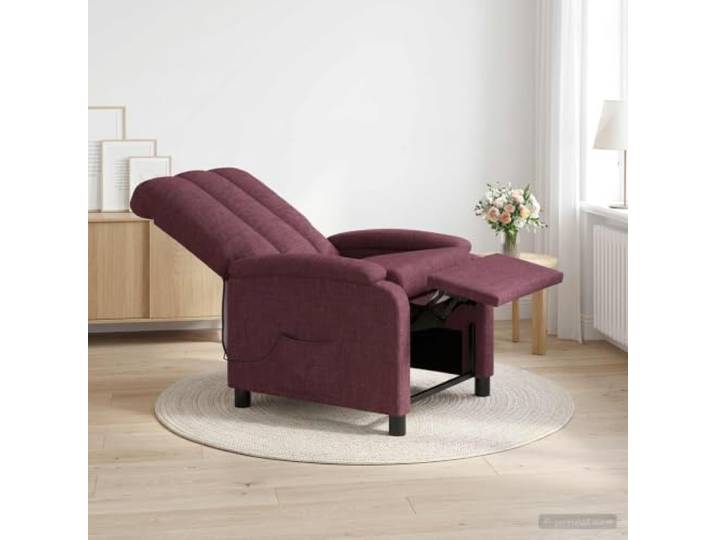Massage Relaxsessel Lila Stoff Verstellbar 115°-160° Metall-und Holzwerkstoffrahmen,Schaumstoff-Faser-Füllung,feuchtes Tuch reinigen,Wohnzimmer Home Office