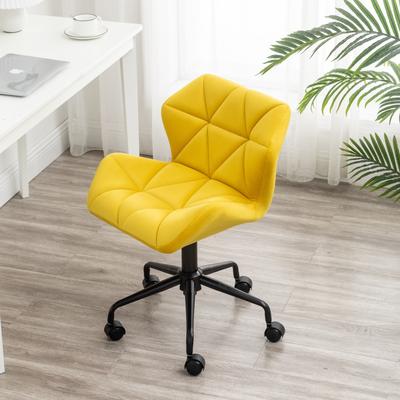 Ostweer Luxury Velvet Upholstered Decorative Chairs Executive Chairs, Adjustable Height Swivel Chairs Yellow Computer Task Chair