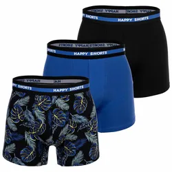 Happy Shorts Herren Boxer Shorts, 3er Pack - Retro Jersey, Logobund Hawaii / S