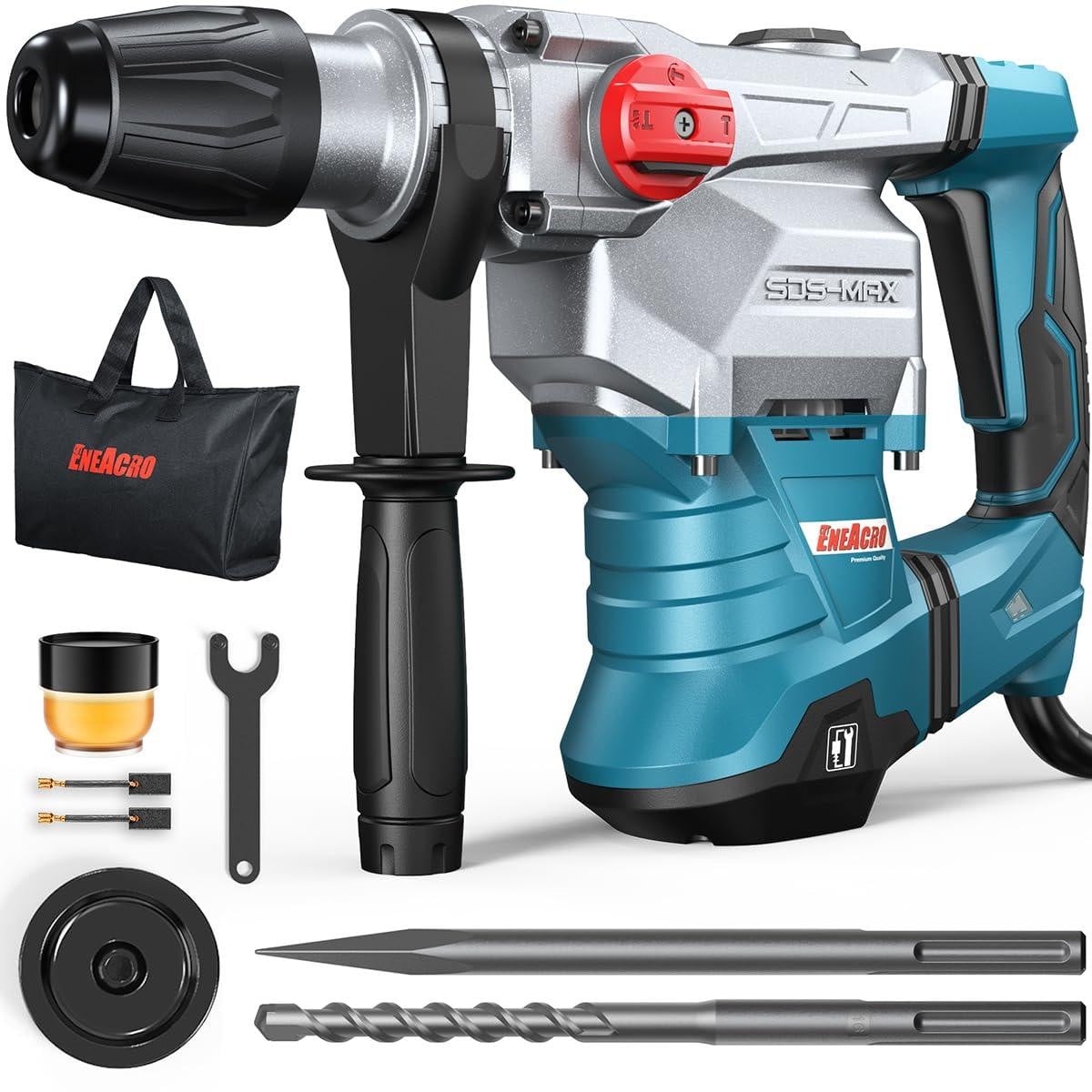 Selius Boorhamer SDS-max met 1500 W motor en 12 Joule slagkracht met aluminiumlegering behuizing