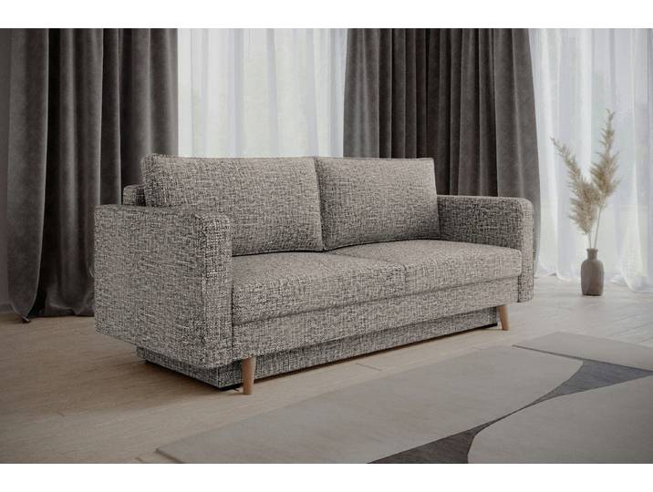 MOEBLO Sofa Marbella, modernes Schlafsofa 3-Sitzer Sofa mit Strukturstoff, Bettkasten & Liegefunktion, elegantes Design, hoher Sitzkomfort & stilvolle Gemütlichkeit, Couch Polstermöbel Sitzmöbel Wohnzimmermöbel Stoffsofa, (BxHxT): 232x90x97 cm