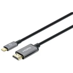 Manhattan 153591 Videokabel-Adapter 1 m HDMI Typ A (Standard) USB Typ-C Schwarz, Grau