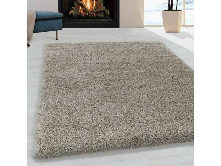 Tapis de salon Shaggy Design Poil Souple Monochrome Taupe (120x170 cm)