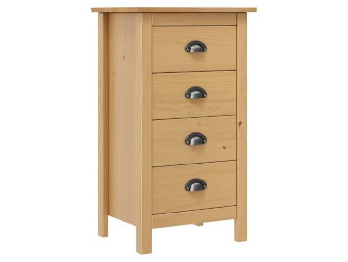 HEFZGDB Kompaktes Sideboard aus Massivholz Kiefer für Wohnzimmer oder Flur mit Vier Schubladen und Ablagefläche für Deko oder Obstkorb