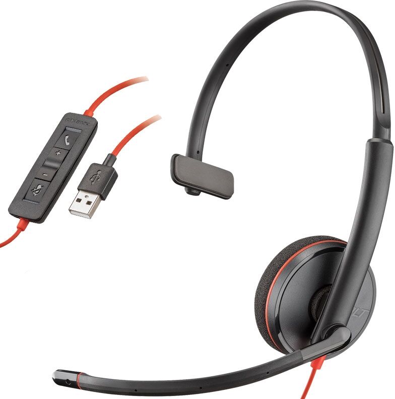 Poly Plantronics - Blackwire 3210 USB Un micro-casque monaural filaire à connexion USB pour des échanges optimaux sur PC/Mac.
