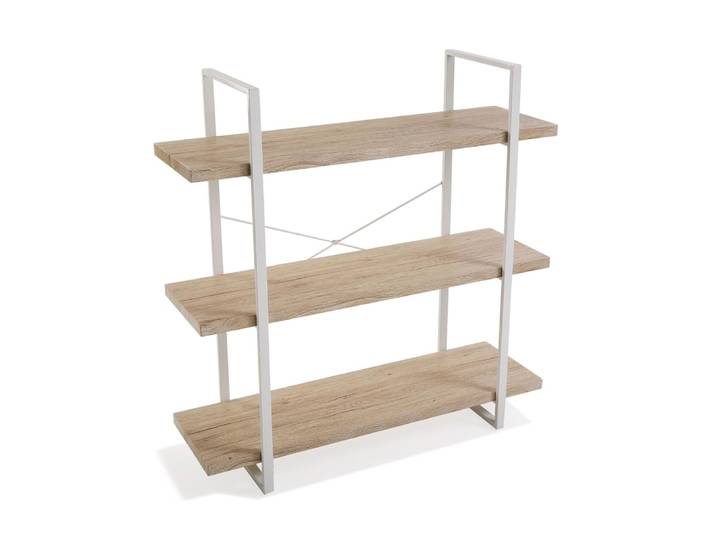 Etagère en imitation bois et métal blanc